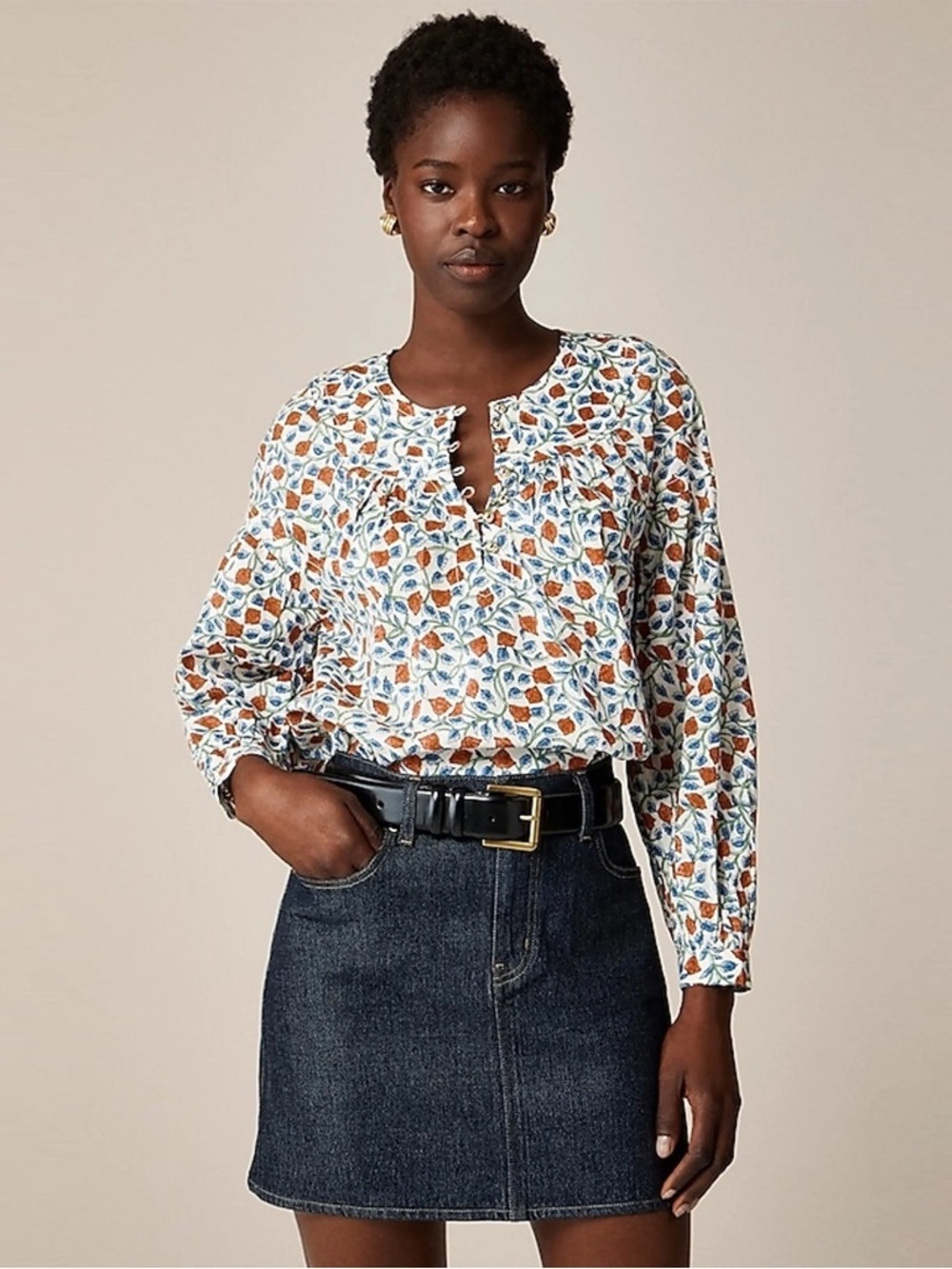 J. Crew - Shirred Popover Top in Rosewood Floral